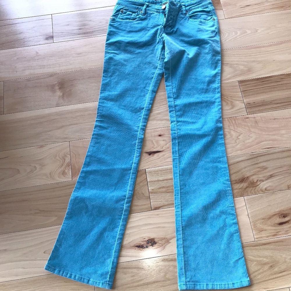 Blue /Turquoise         Velvet Mid-Rise Pants stretch